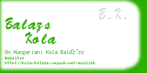 balazs kola business card